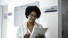 Clinician reviewing patient information