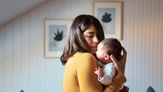 Parent holding baby
