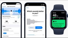 Screenshots from Apple's hearing study app