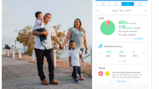 Images of the Glooko app and a family