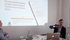 Lauri Sippola, CEO of Kaiku, gives a demonstration in his Helsinki office.