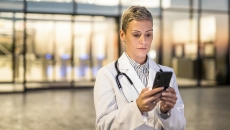 Doctor using smartphone