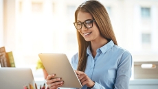 Worker using tablet