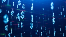 Digital Futuristic abstract background of Money currency in cyberspace 