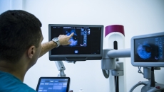 Radiologist reviewing mammogram results