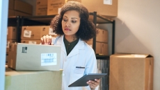 Pharmacist preparing to ship product
