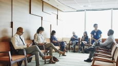 Patients sitting in a waiting room