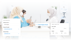 A Klinik Pintar clinic staff getting a patient's vitals