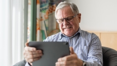 Patient looking at a smart pad