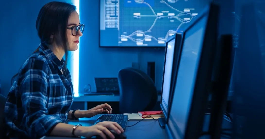 Person looking at a computer screen