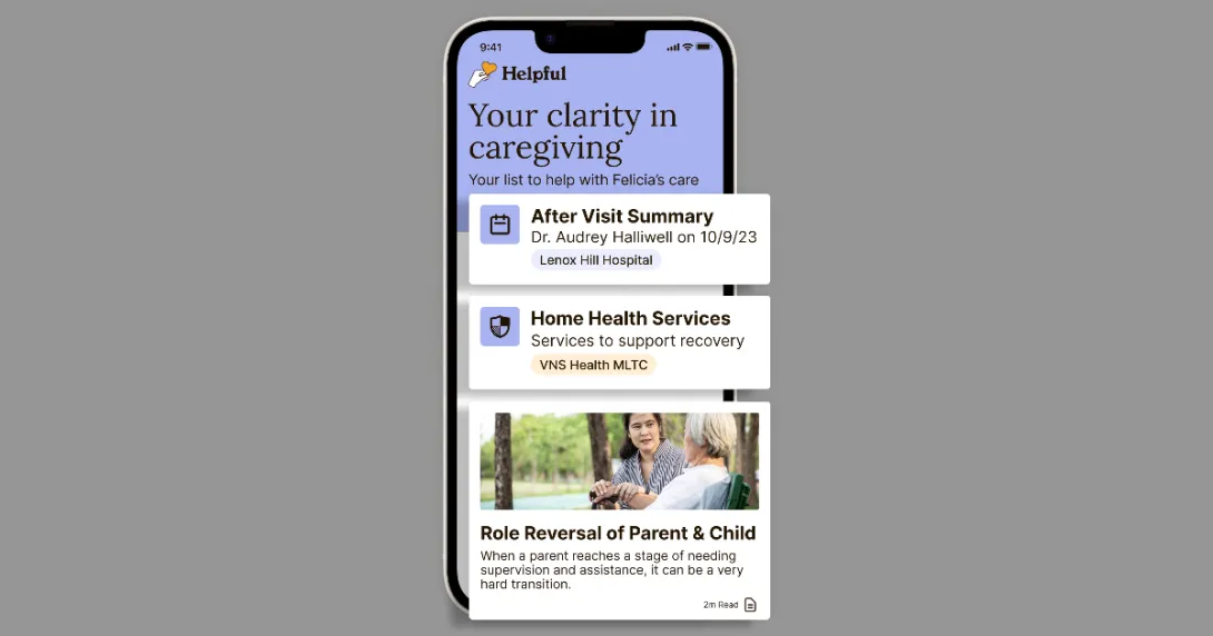 
  Screenshot of the Helpful app
