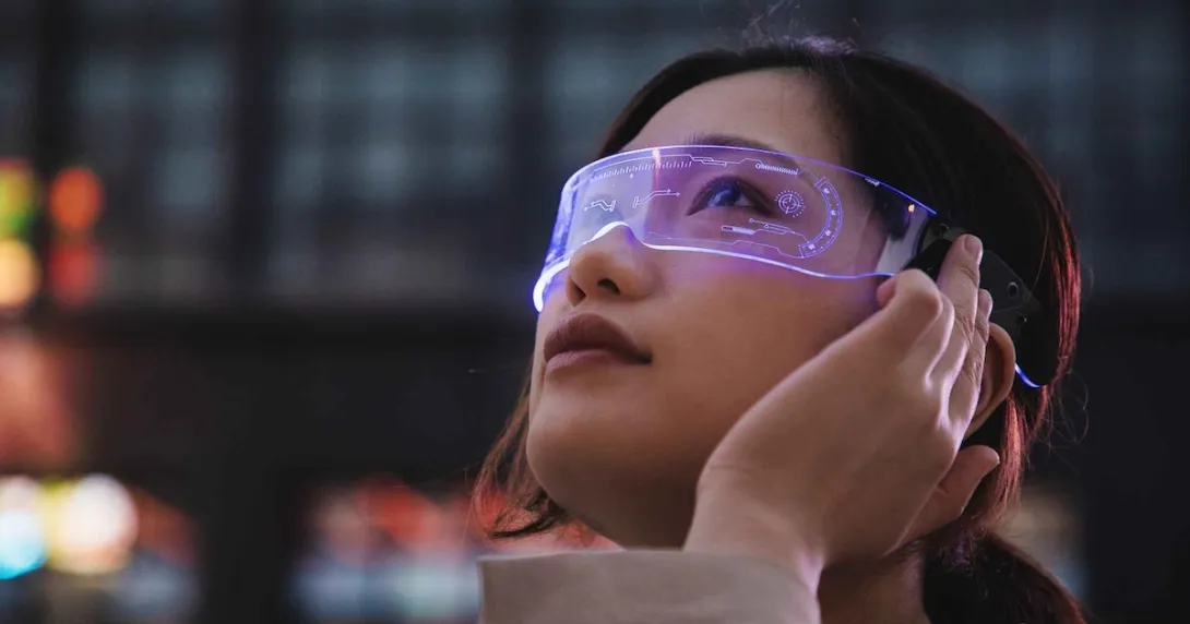 Person wearing smart glasses Person wearing smart glasses