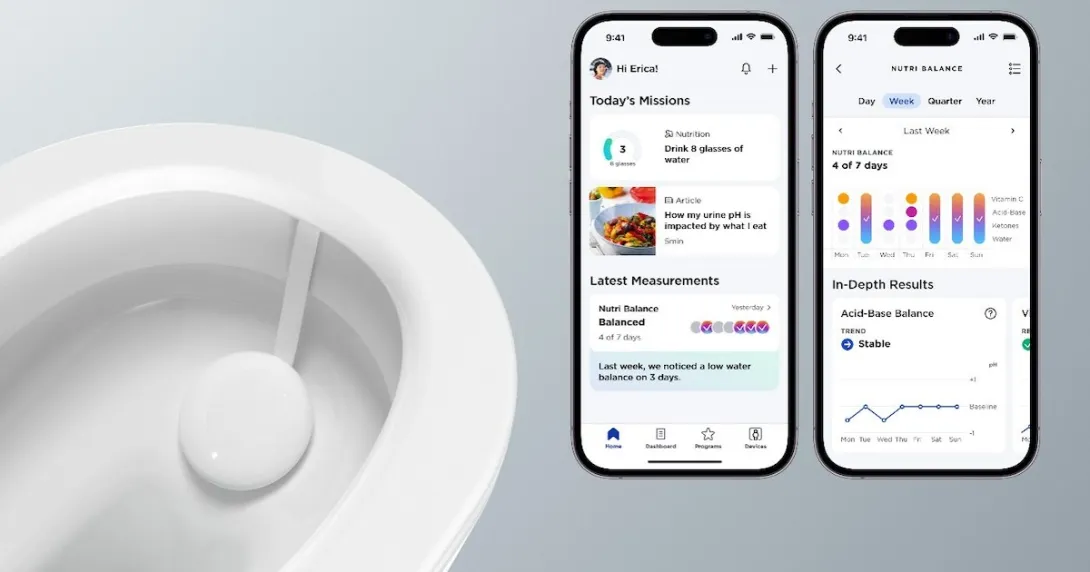 Withings app on two phones and a toilet bowl
Withings app on two phones and a toilet bowl