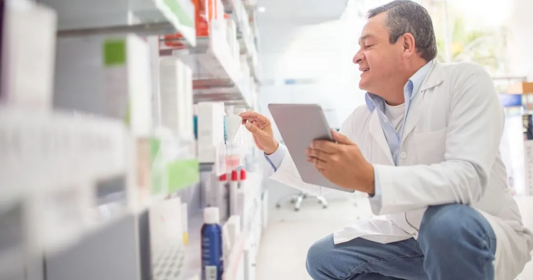 Person in a pharmacy setting