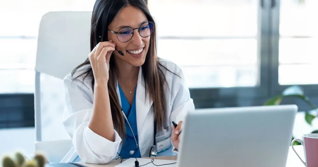 Healthcare provider on a computer
Healthcare provider on a computer