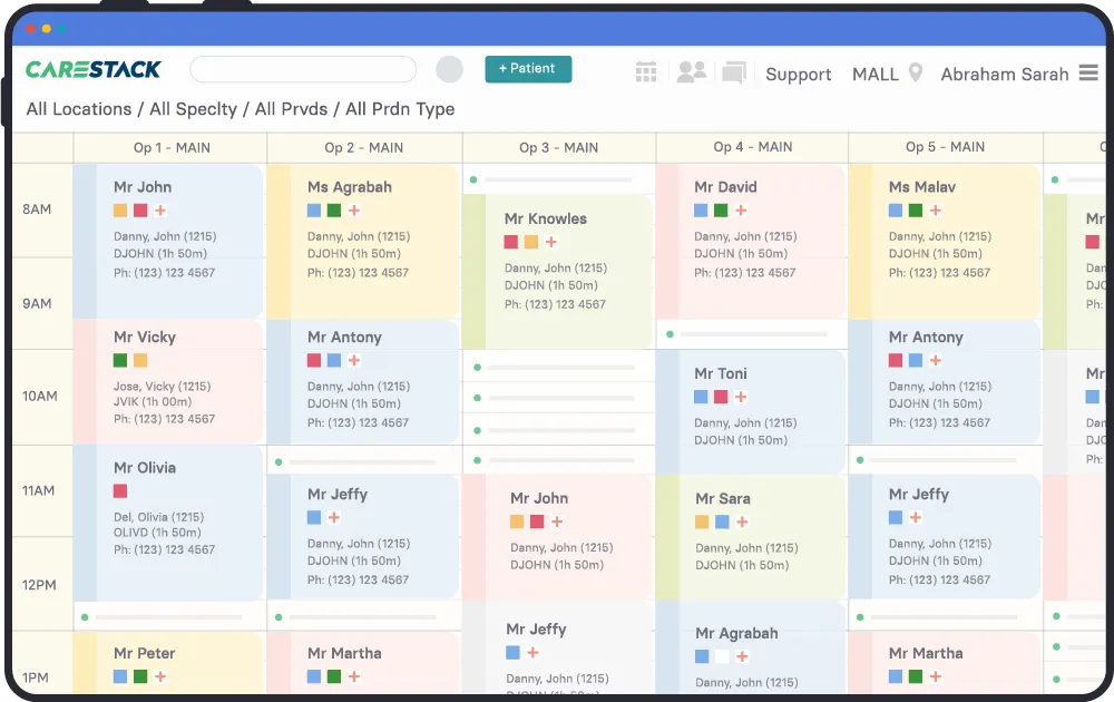 Screenshot of the CareStack platform.