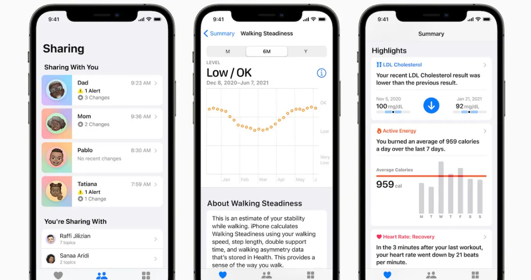 iPhones displaying Apple's latest health updates iPhones displaying Apple's latest health updates
