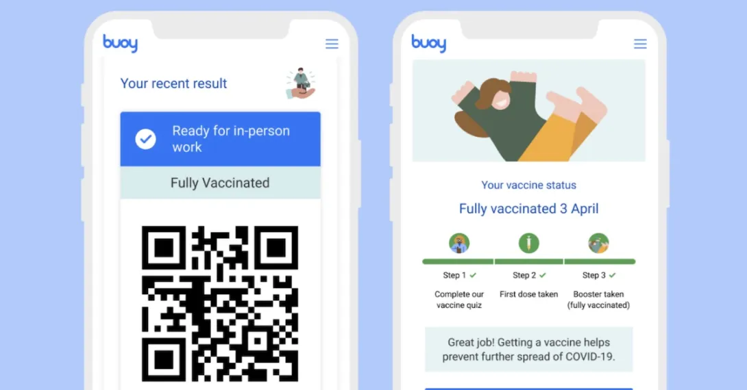 Two Buoy app smartphone example screens