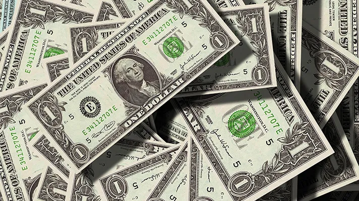A pile of dollar bills