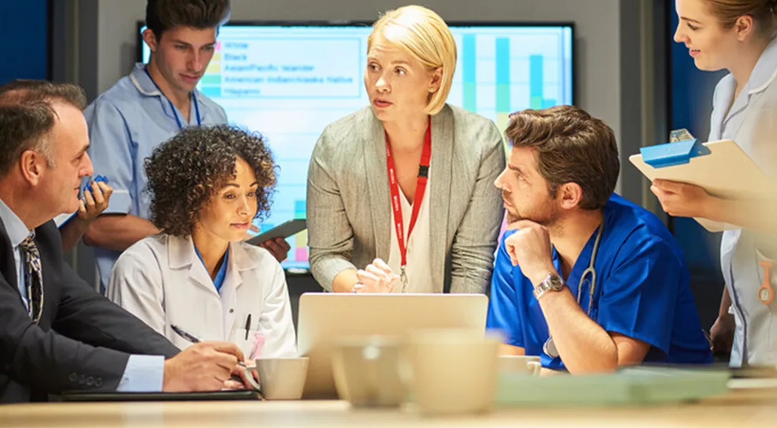 Group of healthcare workers meeting