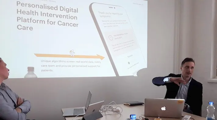Lauri Sippola, CEO of Kaiku, gives a demonstration in his Helsinki office.