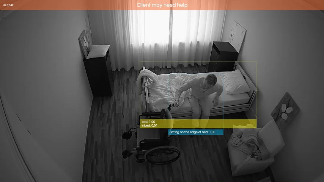 The Kepler Night Nurse Edge Box uses vision technology to allow staff to monitor patients and respond to physical distress. senior care, elderly care