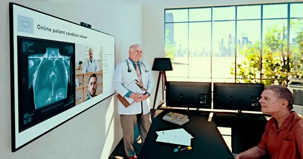 A demonstration of the combined telemedicine solution by EG Electronics and ezCaretech