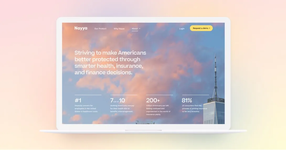Nayya's website display on a laptop computer
