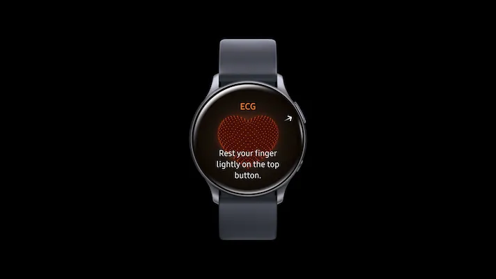 An image of the ECG feature on a Samsung Galaxy smartwatch