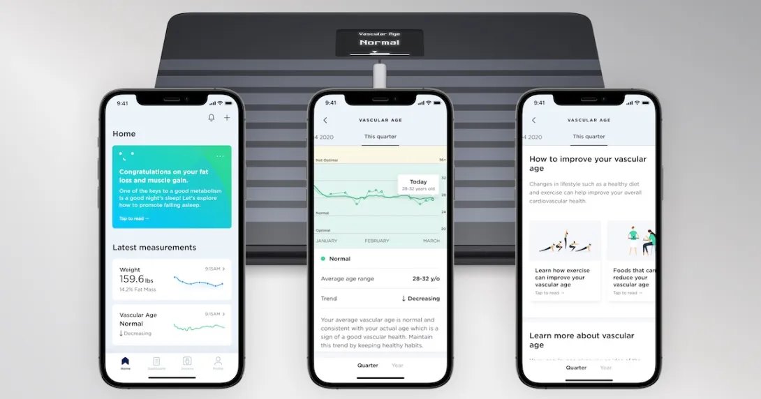 Withings vascular age feature and smart scale