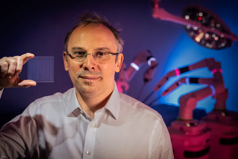 Clinical data from the Versius robotic system is stored on a Project Silica glass platter which can be preserved for more than 10,000 years. CMR Surgical, Versius, Microsoft, robotic surgery
