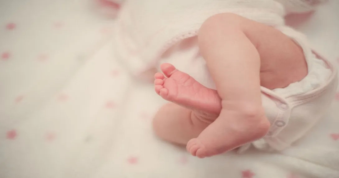 A baby in bed