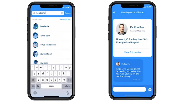 Examples of K Health app screens