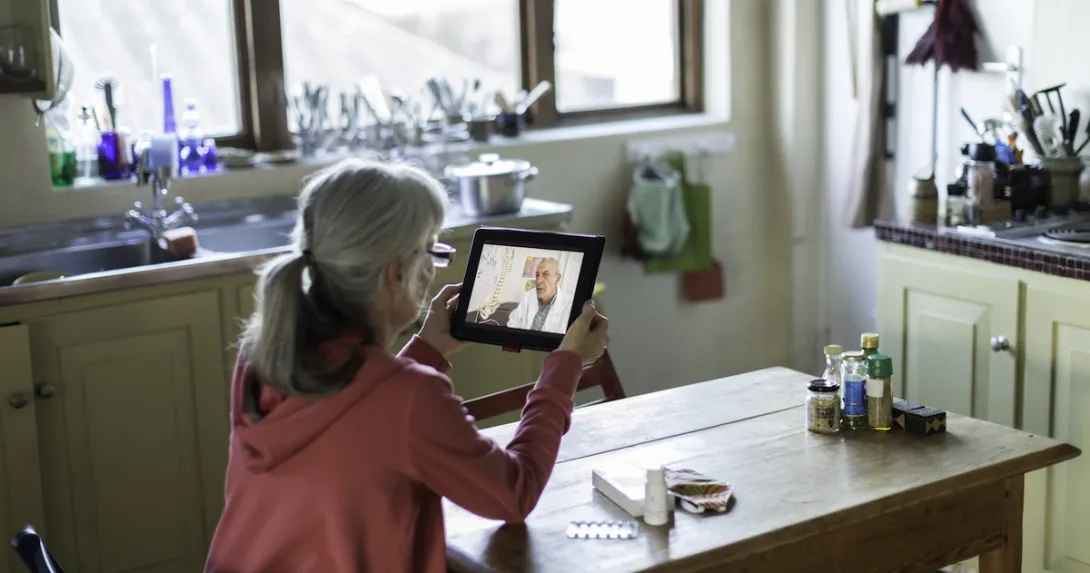 Person in a telemedicine visit at home