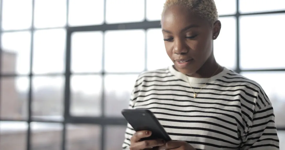 Woman looking at her phone