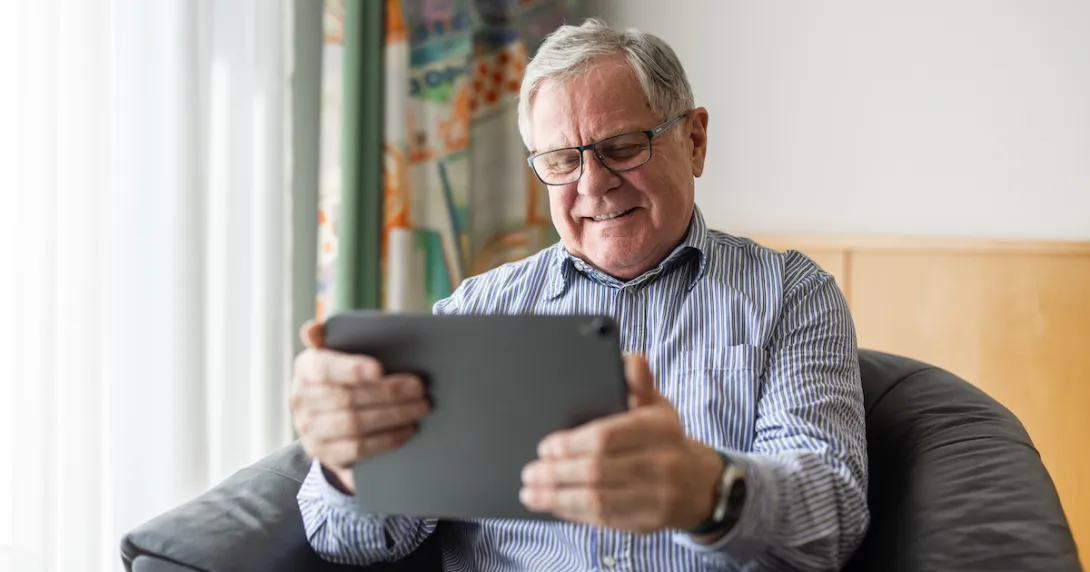 Person looking at a tablet