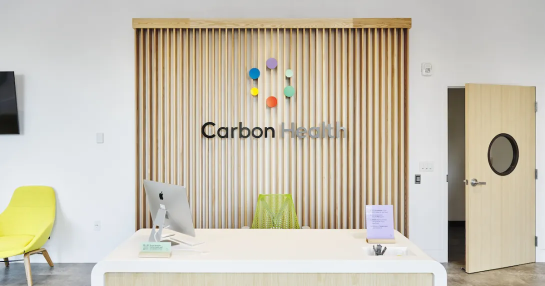 A Carbon Health clinic reception area