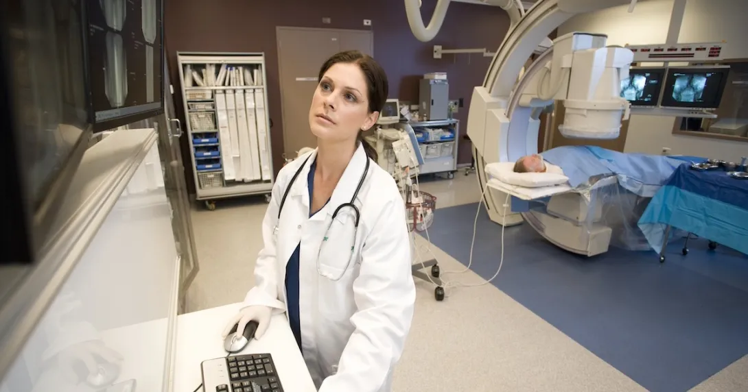 Technician performing a task