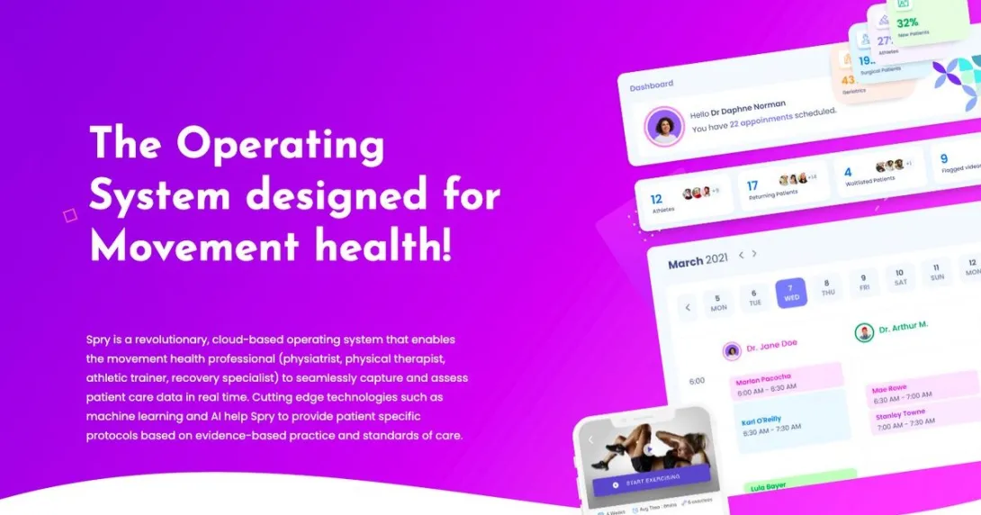 A screenshot of Spry's home page