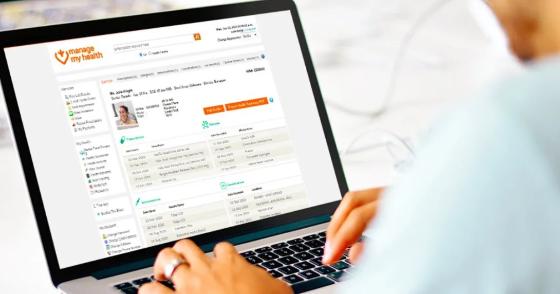 A patient accessing the Manage My Health portal