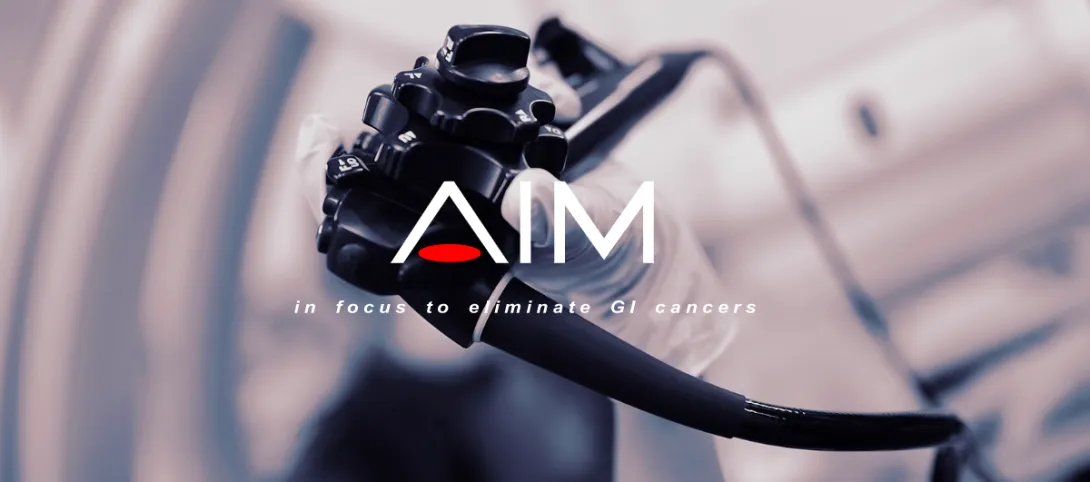 AI Medical Service's logo over an endoscope