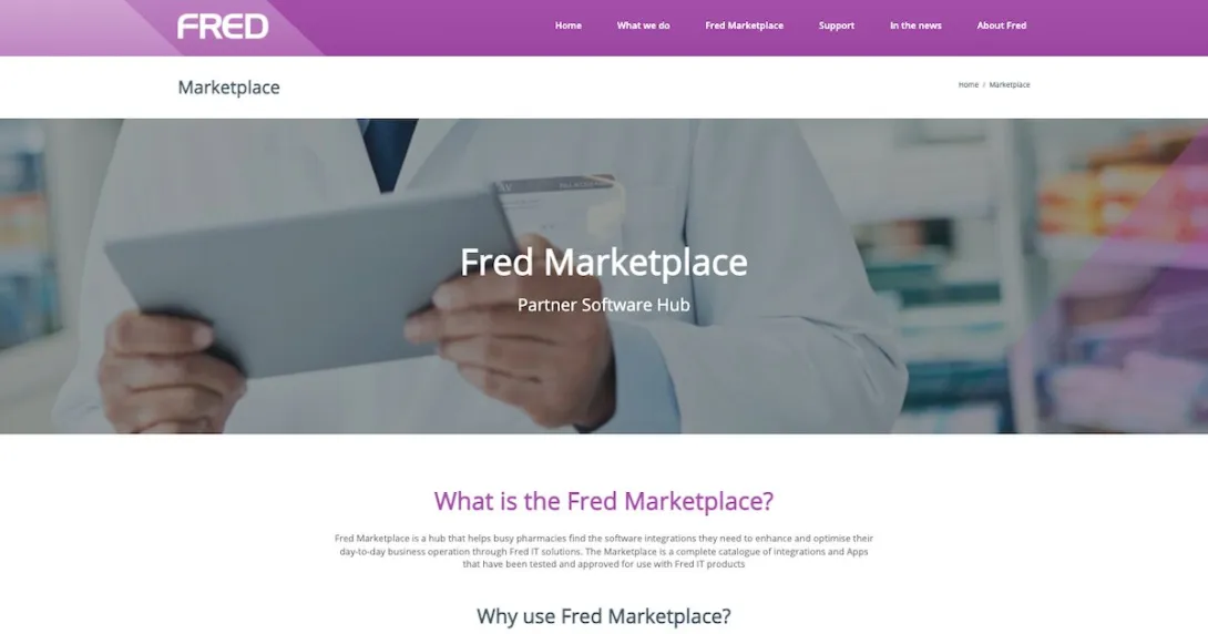 Screenshot of the Fred Marketplace online portal