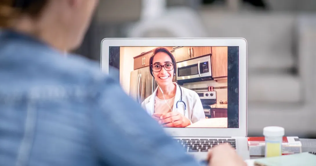 A telemedicine visit via tablet