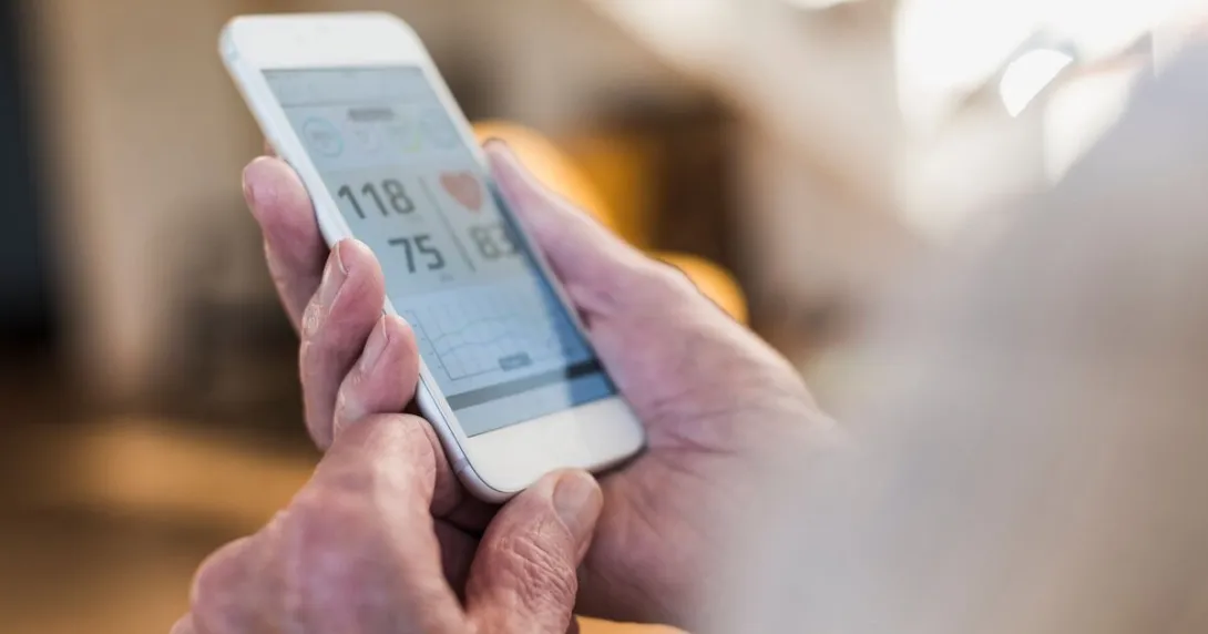 A person's vital measurements as shown through their smartphone